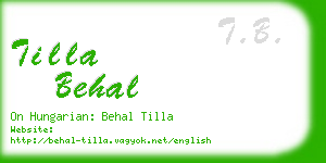 tilla behal business card